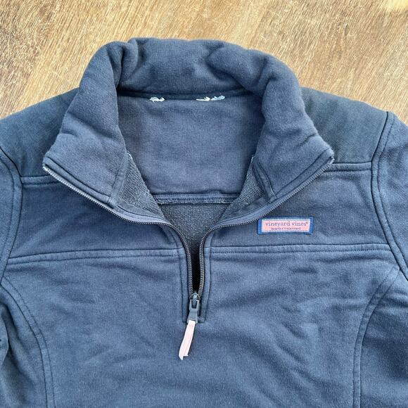 Navy Blue Vineyard vines Shep Quarter-Zip Knit Pullover Sweatshirt - Picture 5 of 6
